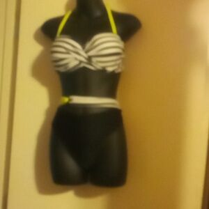 Black White With Lime  Two Piece Suit (New)